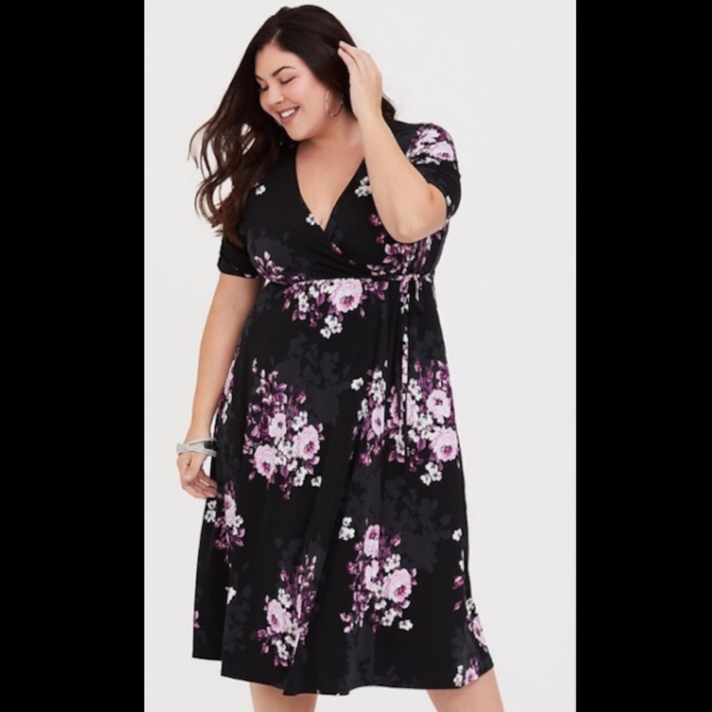 Torrid Purple/Pink Floral Faux Wrap Dress Sz 3
